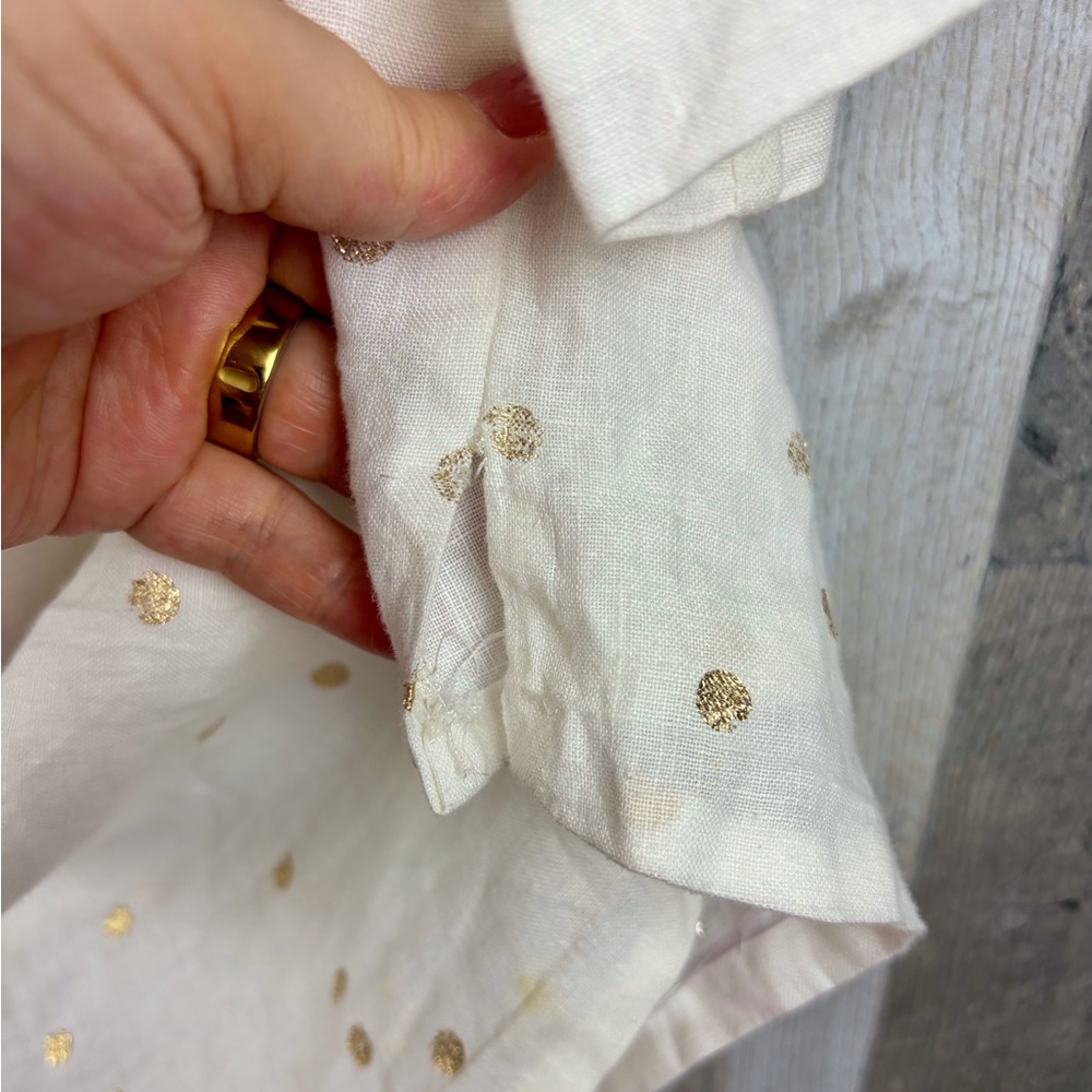 Boden Evangeline Tunic in White Linen Polka Dot Size 8 Regular. - Picture 6 of 16